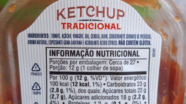Rótulo do produto Ketchup Tradicional Hemmer