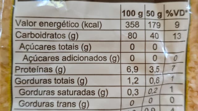Rótulo do produto Farinha de Milho Flocada