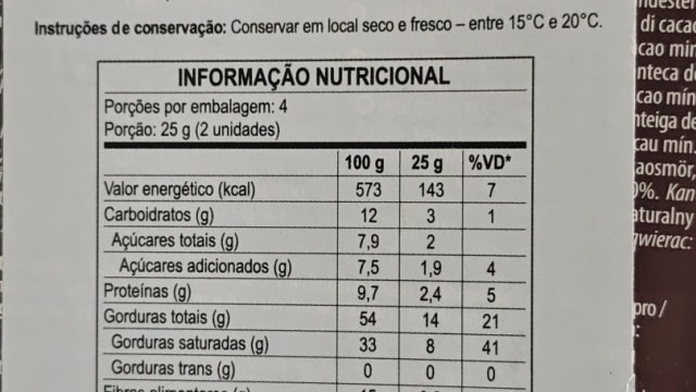 Rótulo do produto Extremely Dark Chocolate 90% Cacao