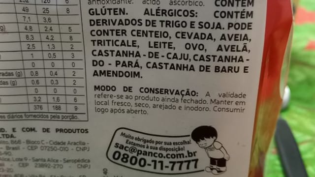 Rótulo do produto Pão de Forma Panco