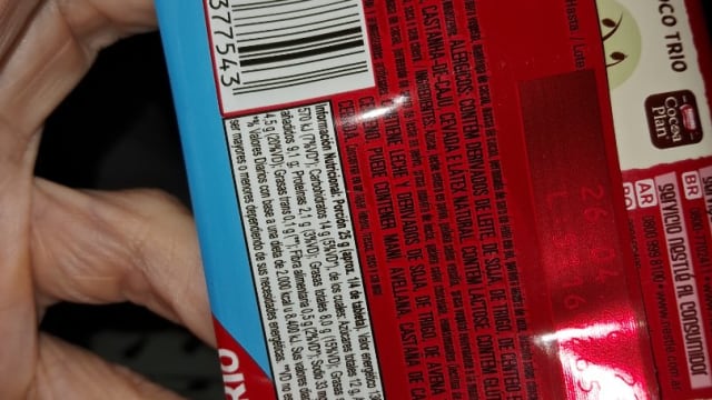 Rótulo do produto Nestlé Choco Trio