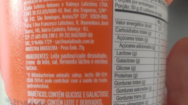 Rótulo do produto Queijo Cottage Zero Lactose