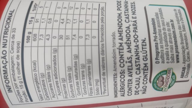 Rótulo do produto Amendoim Torrado / Pasta de Amendoim