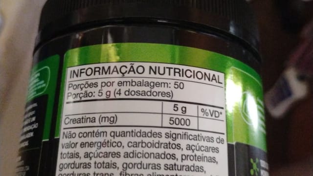 Rótulo do produto Creatina Monohidratada