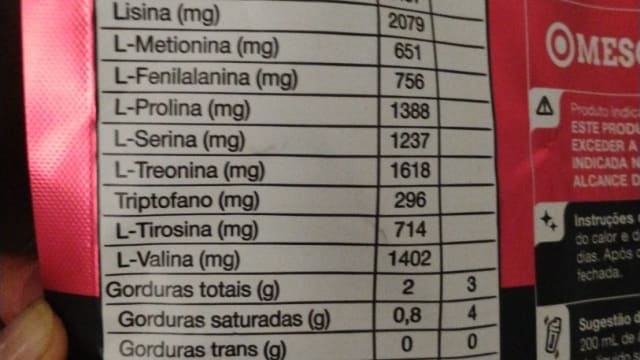 Rótulo do produto Whey Protein Concentrado