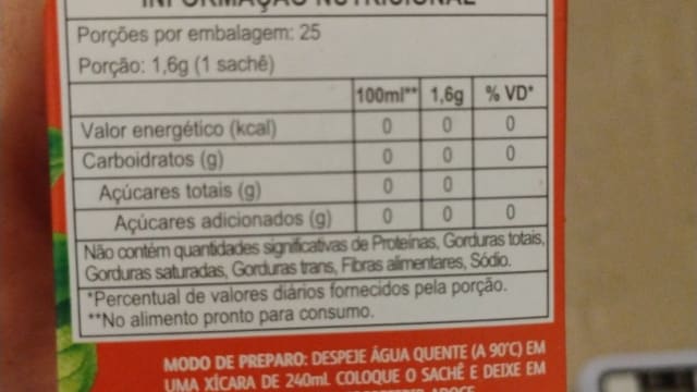 Rótulo do produto Chá de Mate Tostado