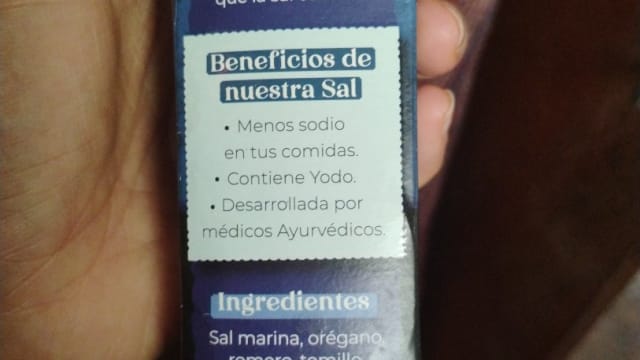 Rótulo do produto Sal Temperado Ayurvédico