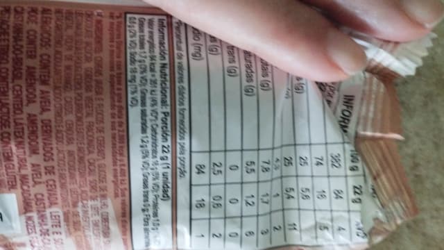 Rótulo do produto Barra de Cereal Sabor Morango