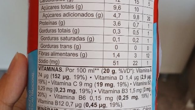 Rótulo do produto Nescau Tradicional