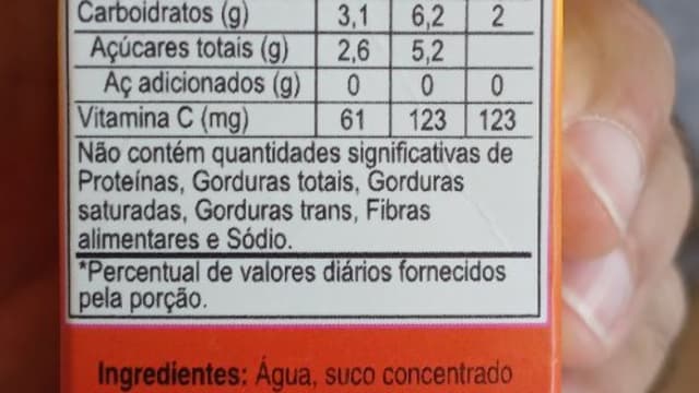 Rótulo do produto Néctar Sabor Tangerina