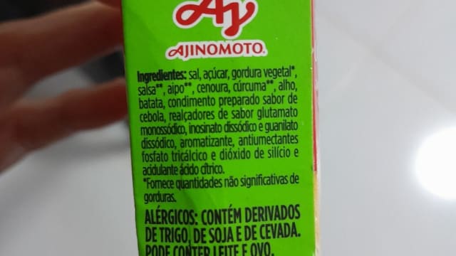 Rótulo do produto Ajinomoto Tempero