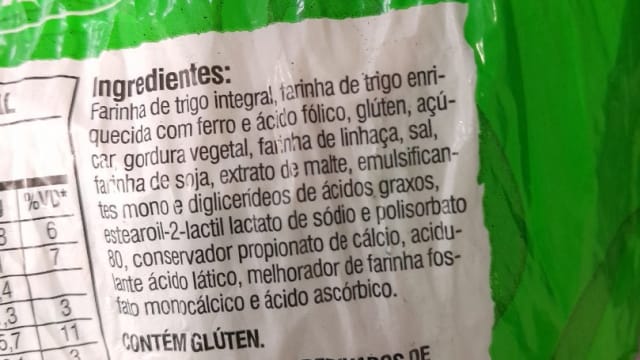 Rótulo do produto Pão de Forma Integral