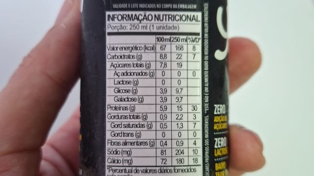 Rótulo do produto Bebida Láctea Proteica Zero Lactose