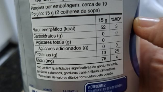 Rótulo do produto Nutren Just Protein