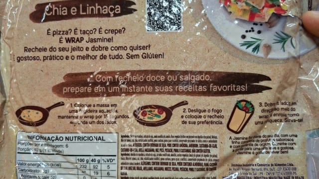 Rótulo do produto Jasmine Wrap Chia e Linhaça