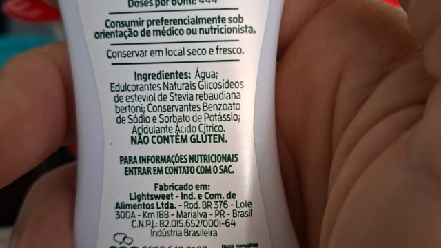Rótulo do produto MAGRO 100% Stevia