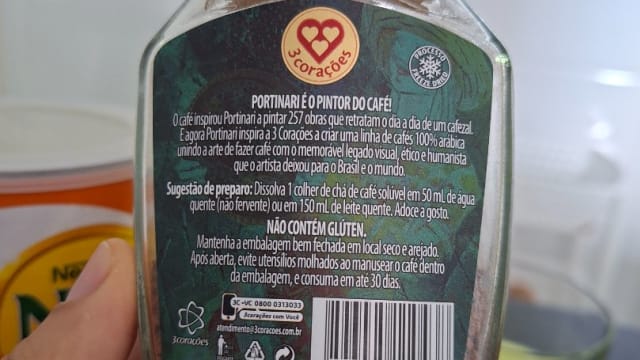 Rótulo do produto Café Solúvel 3 Corações Portinari
