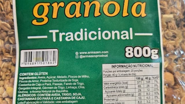 Rótulo do produto Granola Tradicional Arma Zen