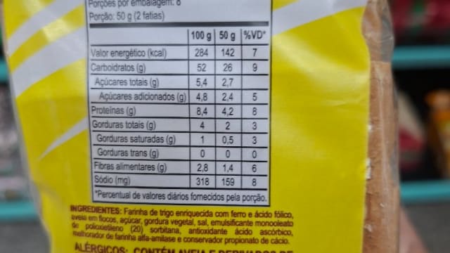 Rótulo do produto Pão Light