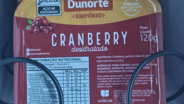 Rótulo do produto Dunorte Empório Cranberry Desidratado