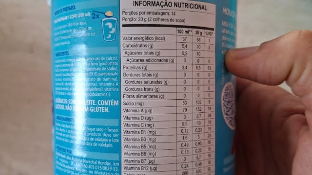 Rótulo do produto Molico Leite Desnatado em Pó