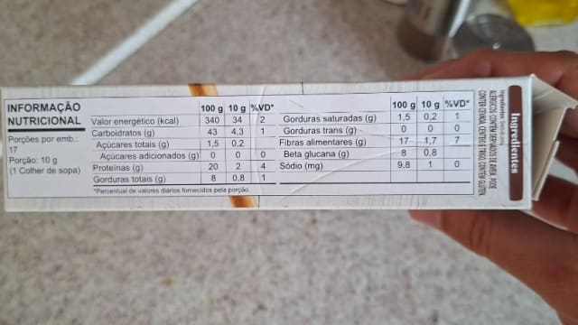 Rótulo do produto Farelo de Aveia