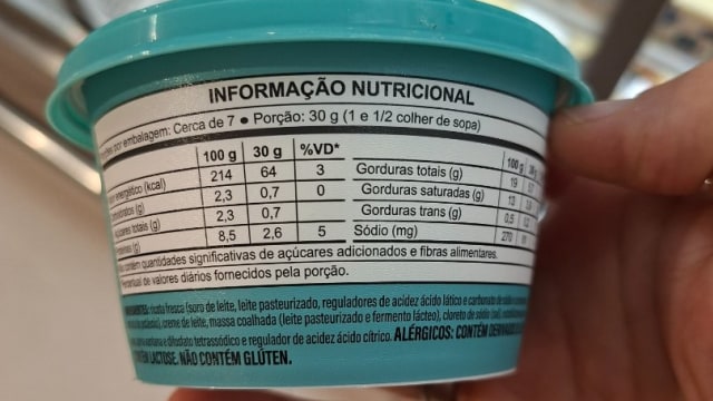 Rótulo do produto Ricota Cremosa
