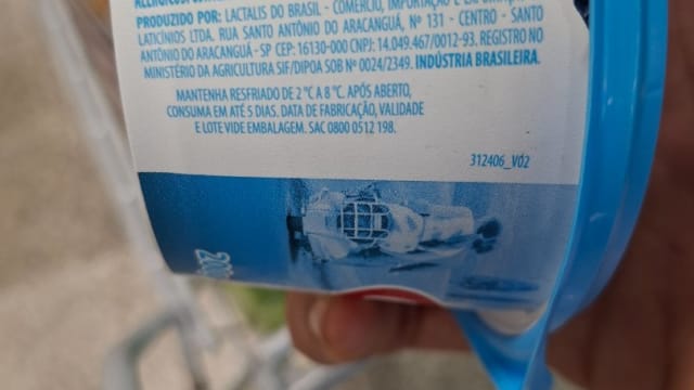 Rótulo do produto Creme de Ricota