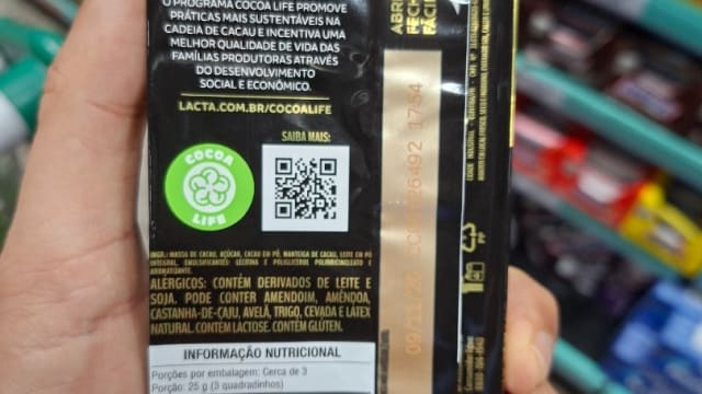 Rótulo do produto Chocolate Lacta
