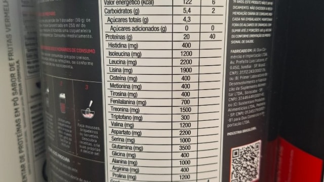 Rótulo do produto Whey Protein Concentrado DUX