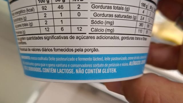Rótulo do produto Queijo Cottage ou Massa Coalhada
