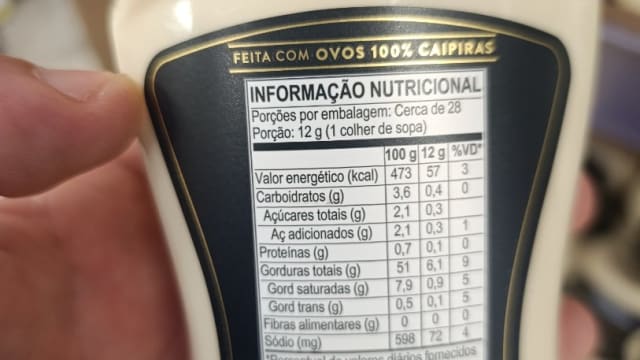 Rótulo do produto Maionese Hellmann's Supreme