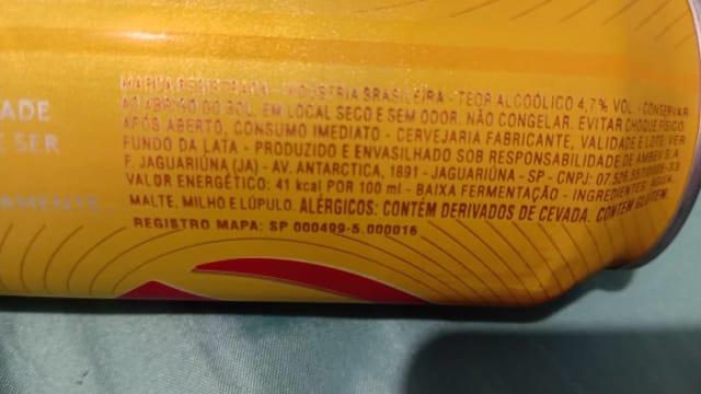 Rótulo do produto Cerveja Pilsen (com Milho)