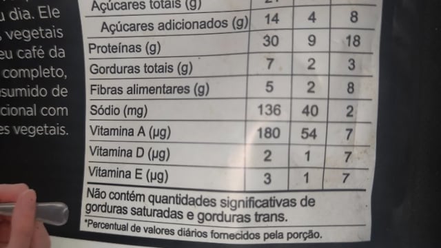 Rótulo do produto Alimento Multicereal com Proteína Sora