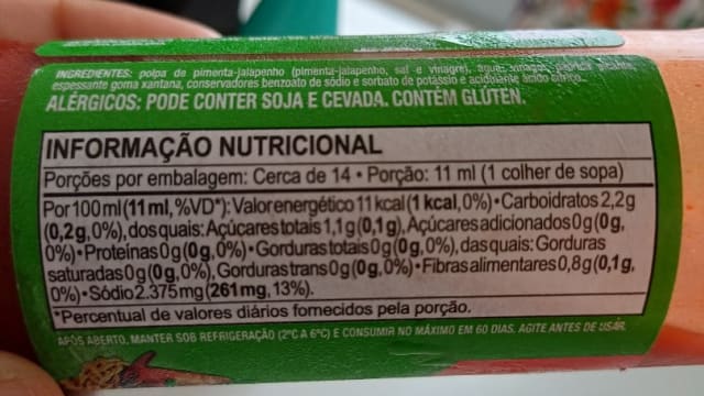 Rótulo do produto Molho de Pimenta Jalapeño