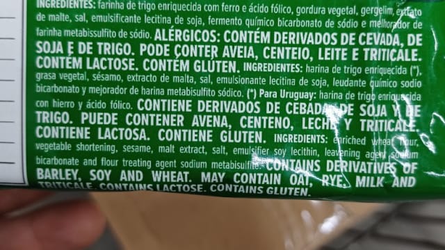 Rótulo do produto Biscoito de Gergelim Piraquê
