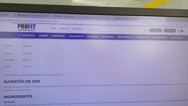 Rótulo do produto 100% Premium Whey - Profit Laboratórios