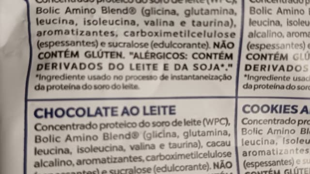 Rótulo do produto Whey Protein Blend (Sabor Baunilha/Chocolate)