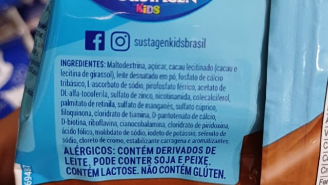 Rótulo do produto Sustagen Kids Chocolate