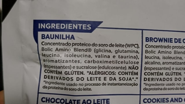 Rótulo do produto Whey Protein Concentrado (Sabor Baunilha)