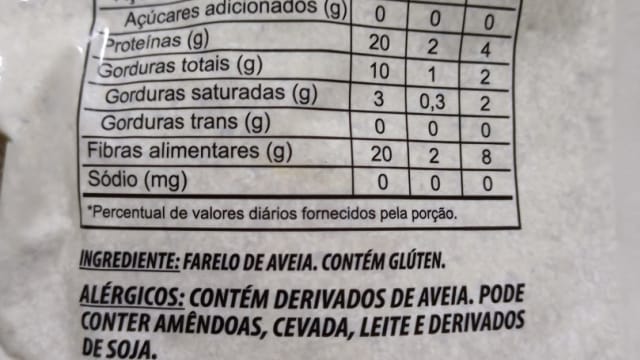 Rótulo do produto Farelo de Aveia