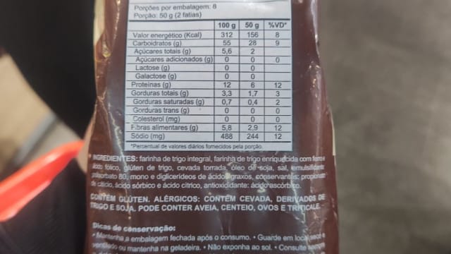 Rótulo do produto Pão Preto Vital