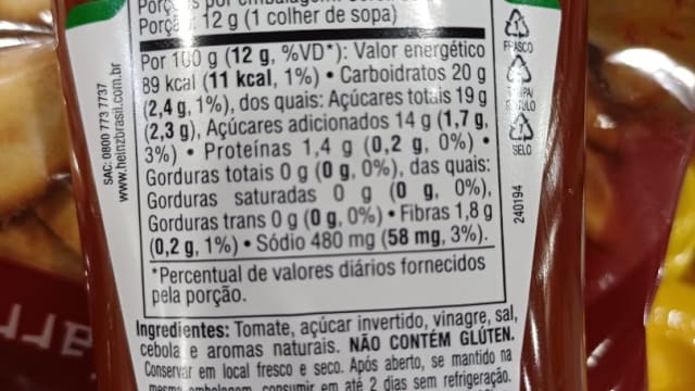 Rótulo do produto Ketchup Heinz