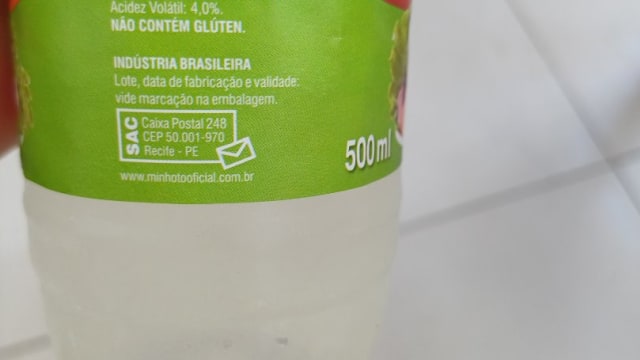 Rótulo do produto Vinagre de Álcool Minhoto