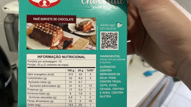 Rótulo do produto Chocolate em Pó Solúvel Dr. Oetker
