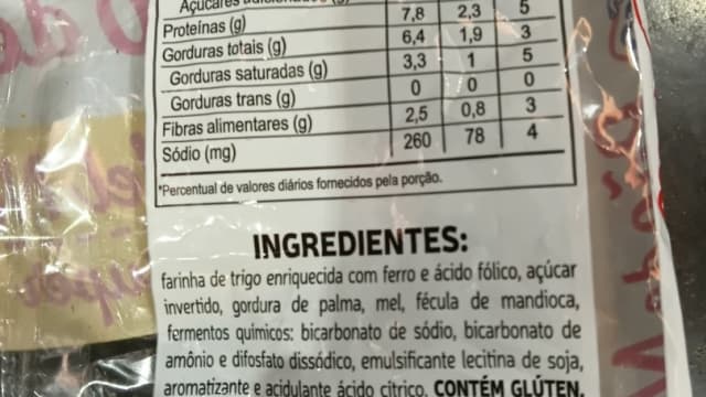 Rótulo do produto Pão de Mel