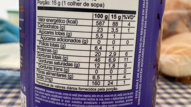 Rótulo do produto Creme de Amendoim com Avelã e Cacau Proteico