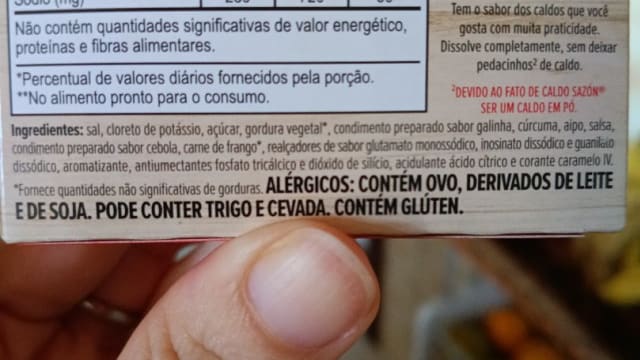 Rótulo do produto Caldo Sazón em Pó Sabor Galinha