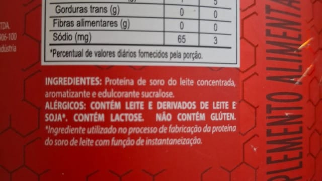 Rótulo do produto Suplemento Alimentar em Pó (Whey Protein Concentrado)