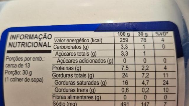 Rótulo do produto Requeijão Cremoso Tradicional